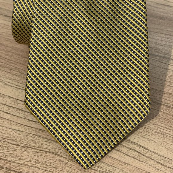 BROOKS BROTHERS 346 Blue Yellow Check Silk Neck Tie - Picture 1 of 7